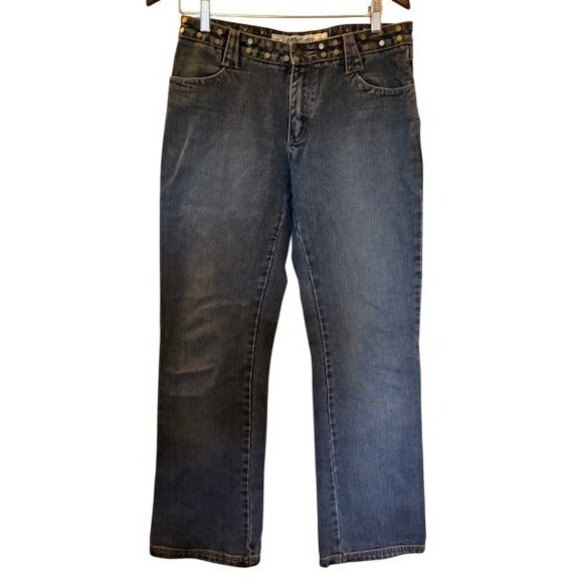 Billabong Denim - Billabong Original Vintage Studded Dark Wash Straight Leg Denim Jeans Women 7